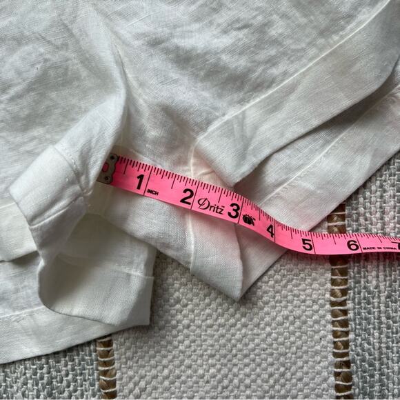 Magaschoni White 100% Linen Paperbag Shorts Women’s Size Large - Picture 4 of 8